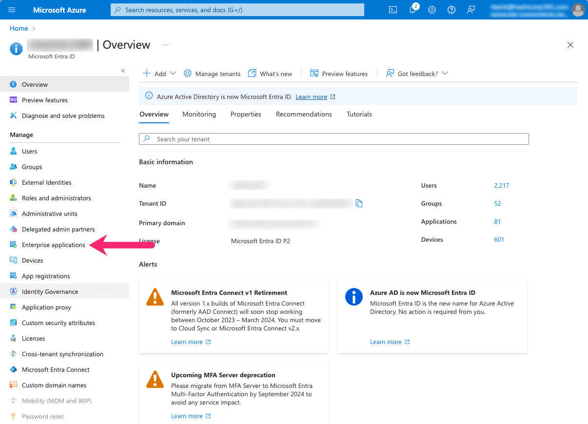 Azure Enterprise
applications