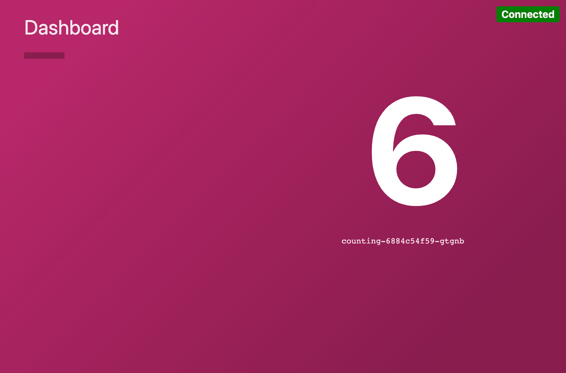 Dashboard to Counting service connection success